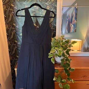 J Crew Louisa Silk Chiffon Navy Blue Dress